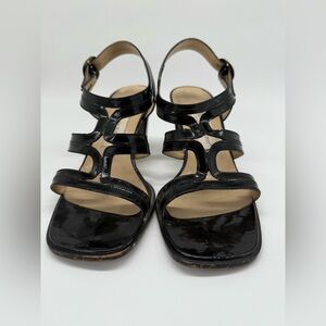 Vintage Etienne Aigner Black Patent Leather Sandals with box